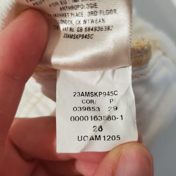 Pilcro and the Letterpress Anthropologie Stet Cuffed White Jean Shorts Womens 26 - Picture 11 of 12